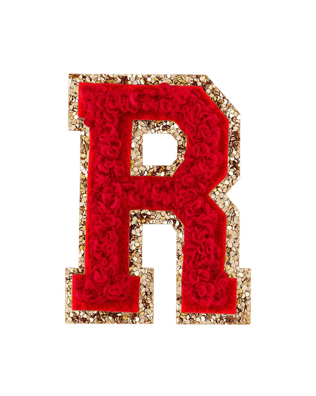 R Ruby Red Glitter Varsity Letter Patches - American Deadstock