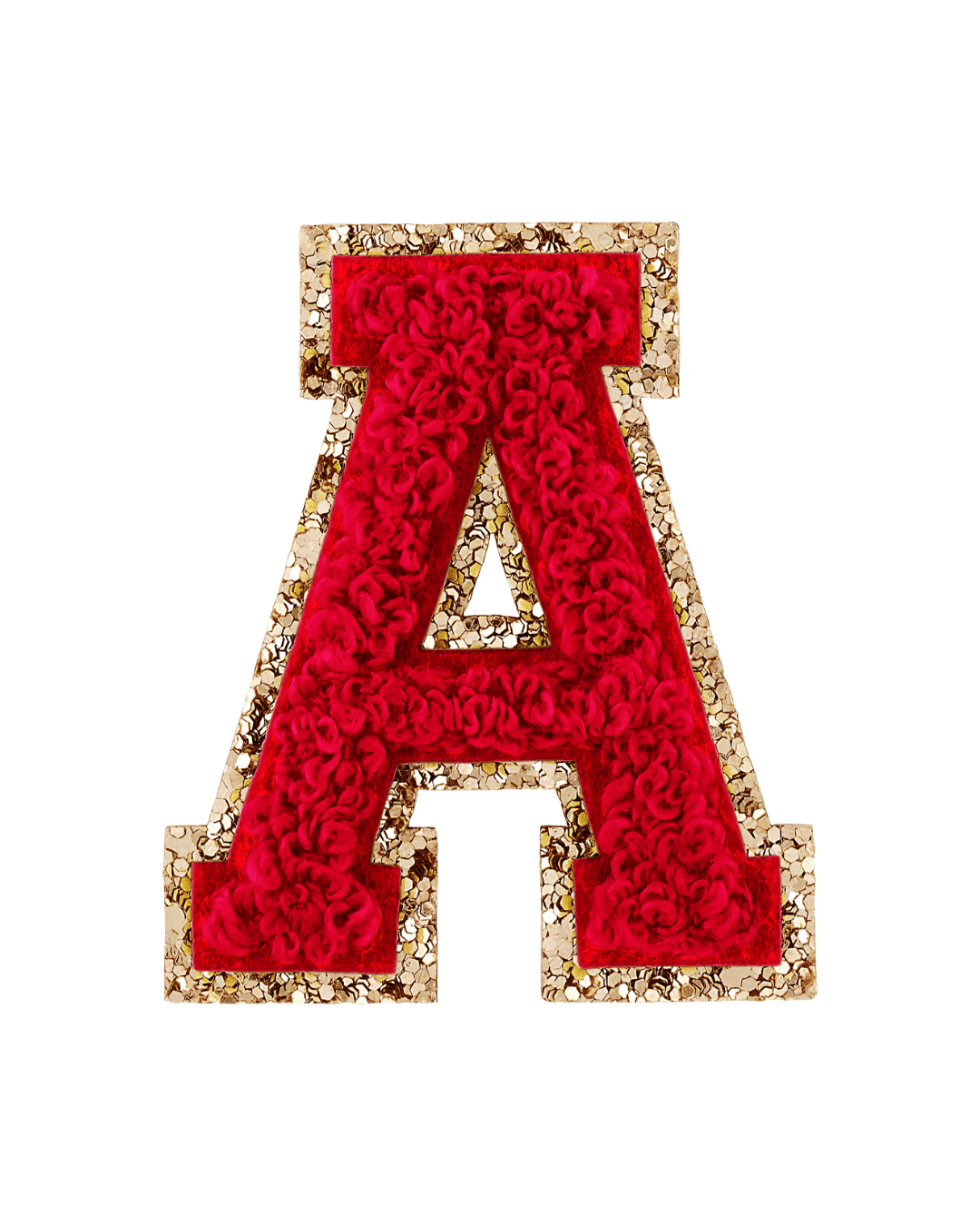 A Ruby Red Glitter Varsity Letter Patches - American Deadstock