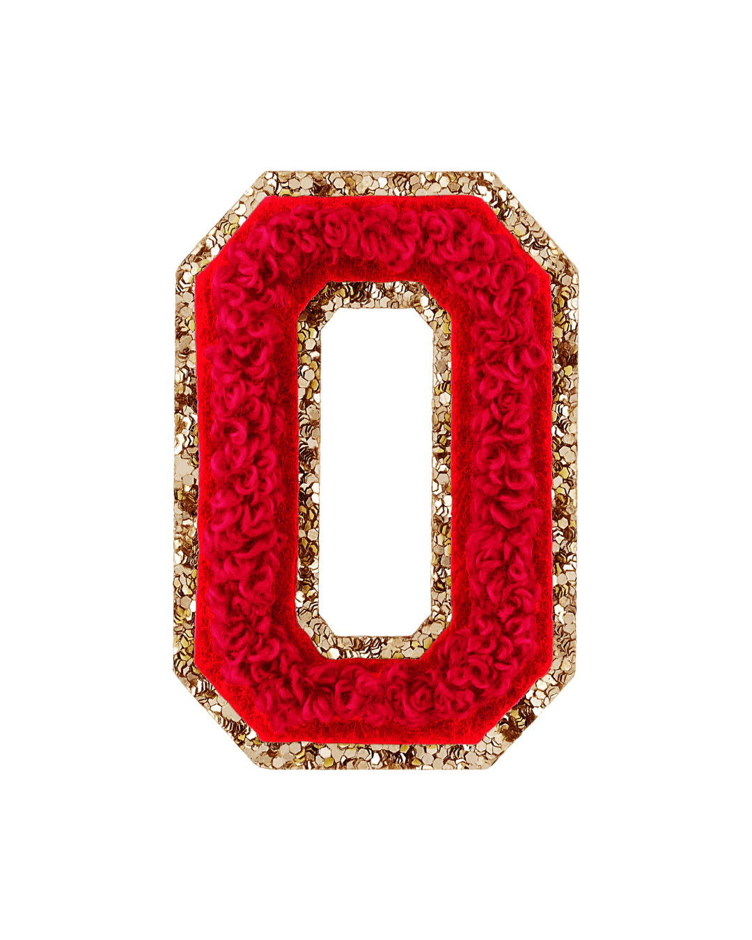 O Ruby Red Glitter Varsity Letter Patches - American Deadstock