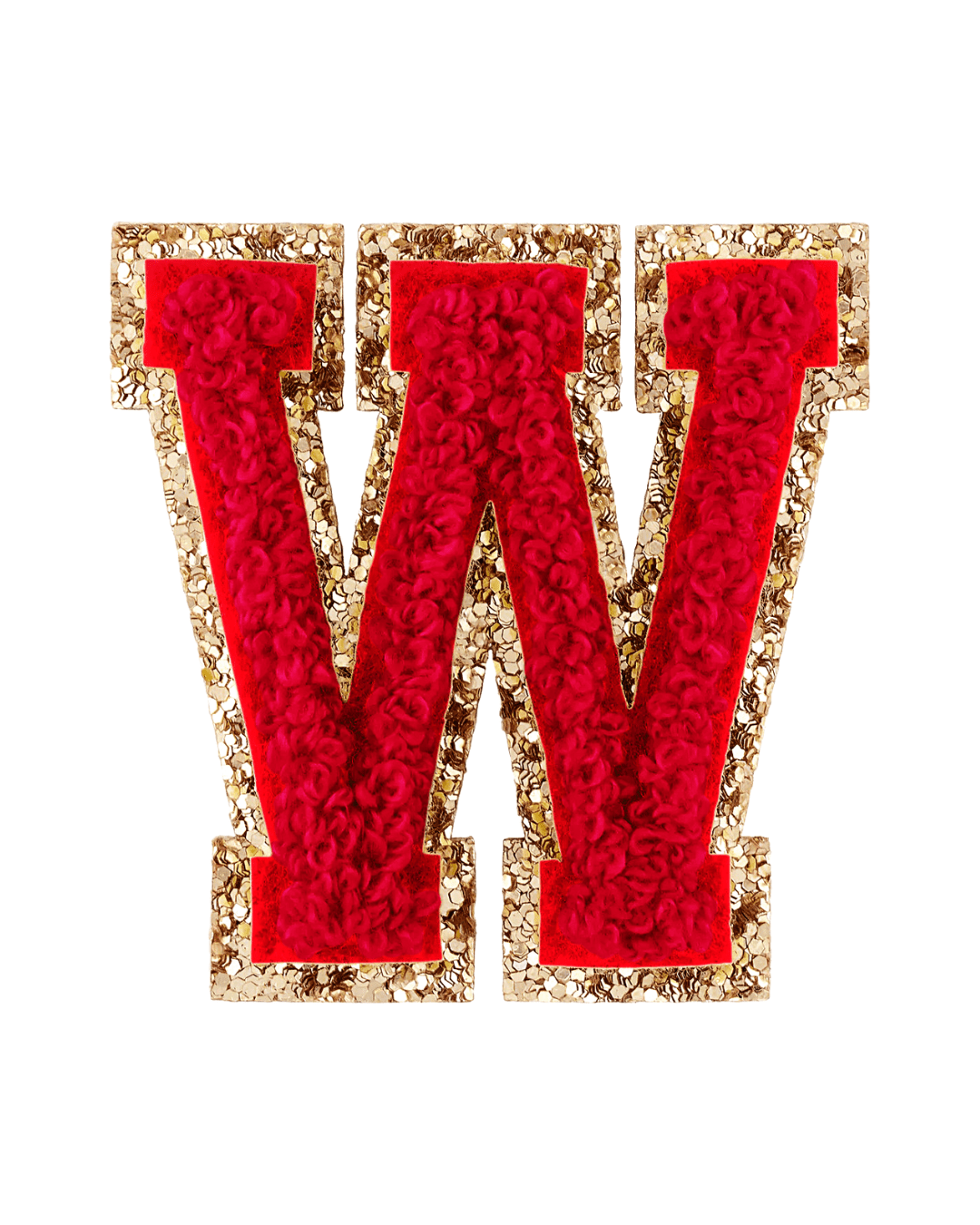 W Ruby Red Glitter Varsity Letter Patches - American Deadstock