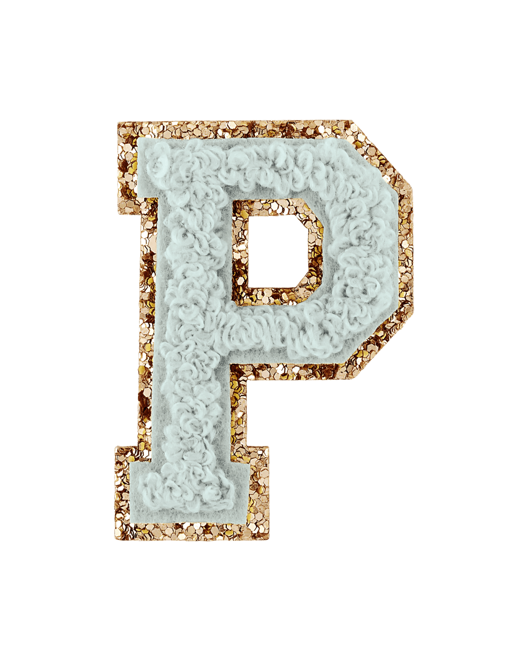 Storm Gray Glitter Varsity Letter Patches - American Deadstock