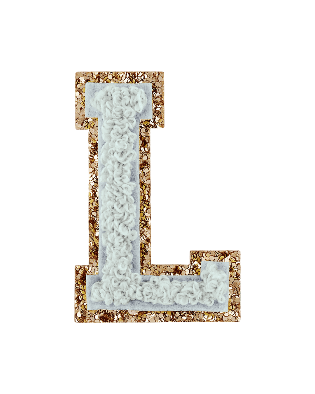 Storm Gray Glitter Varsity Letter Patches - American Deadstock