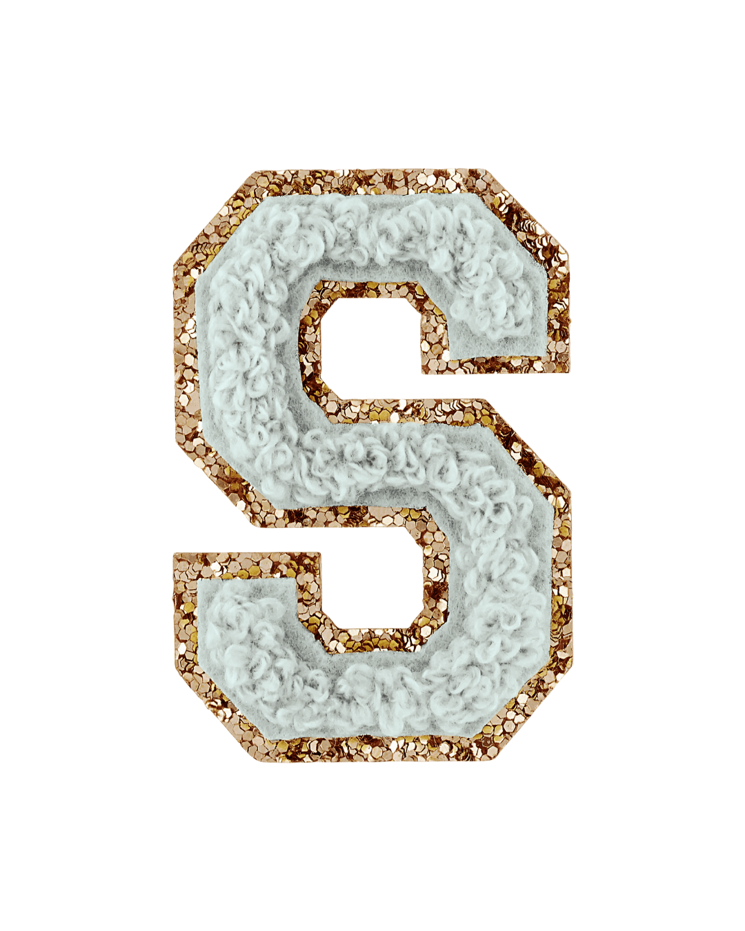 Storm Gray Glitter Varsity Letter Patches - American Deadstock