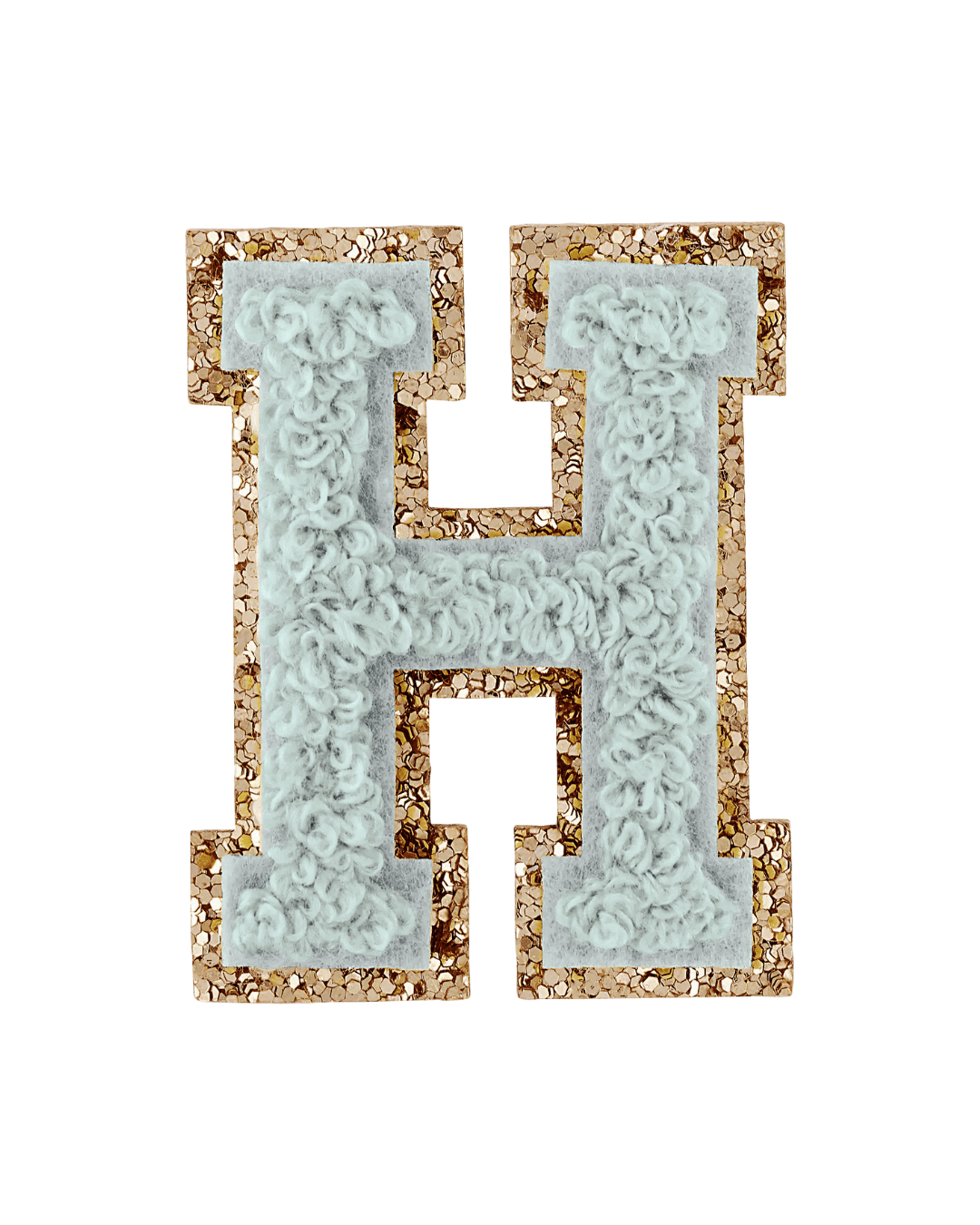 Storm Gray Glitter Varsity Letter Patches - American Deadstock