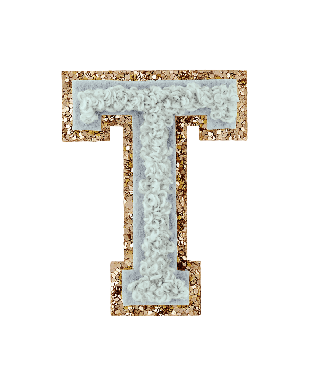 Storm Gray Glitter Varsity Letter Patches - American Deadstock