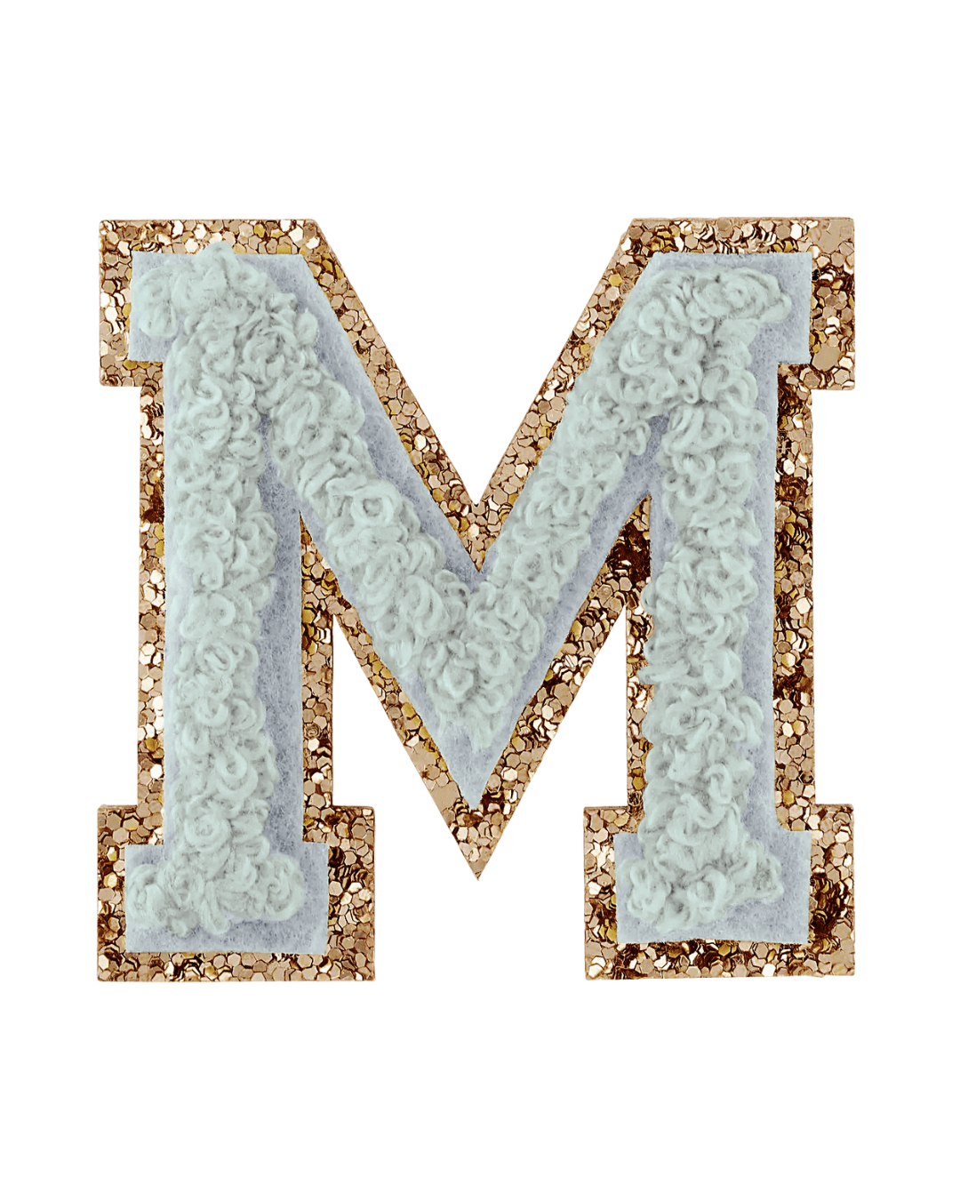 Storm Gray Glitter Varsity Letter Patches - American Deadstock