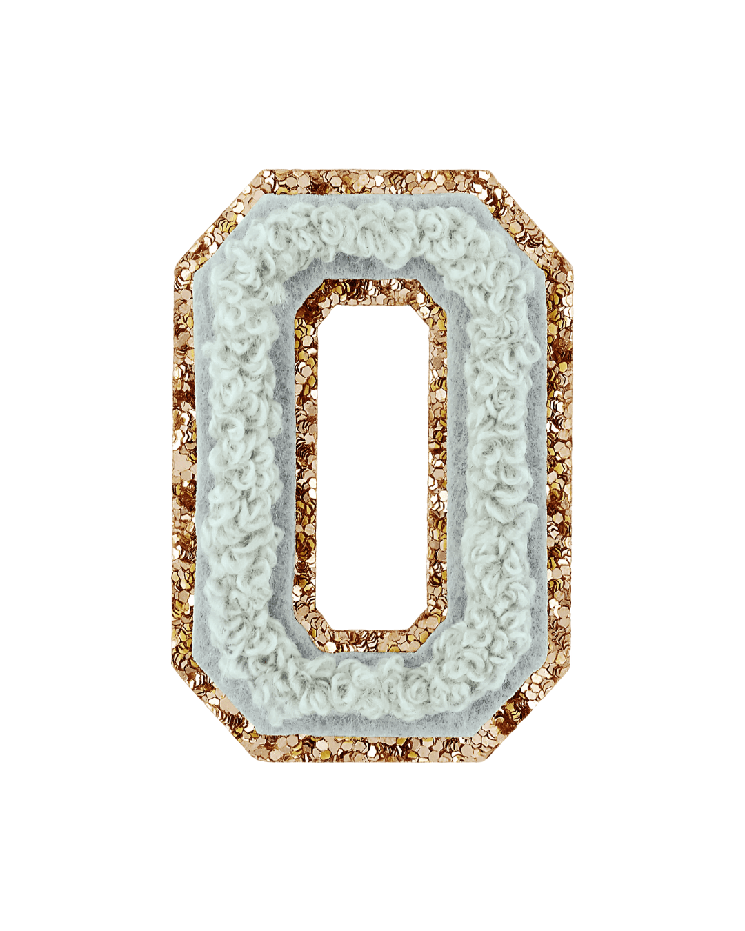 Storm Gray Glitter Varsity Letter Patches - American Deadstock