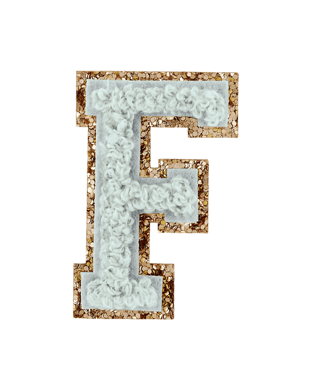 Storm Gray Glitter Varsity Letter Patches - American Deadstock