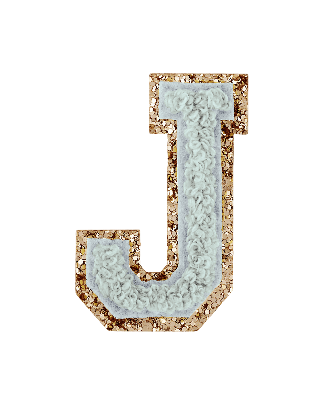Storm Gray Glitter Varsity Letter Patches - American Deadstock