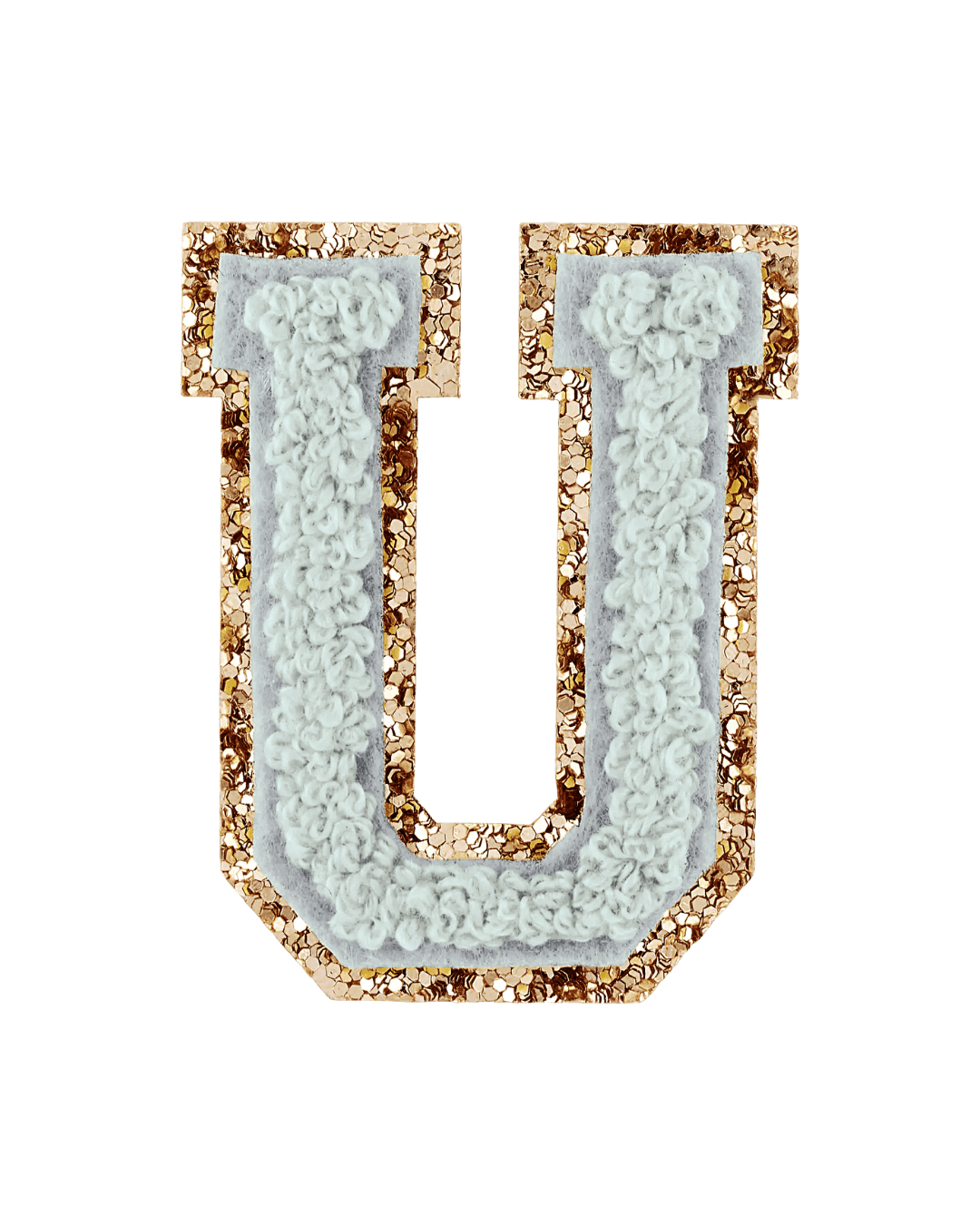 Storm Gray Glitter Varsity Letter Patches - American Deadstock