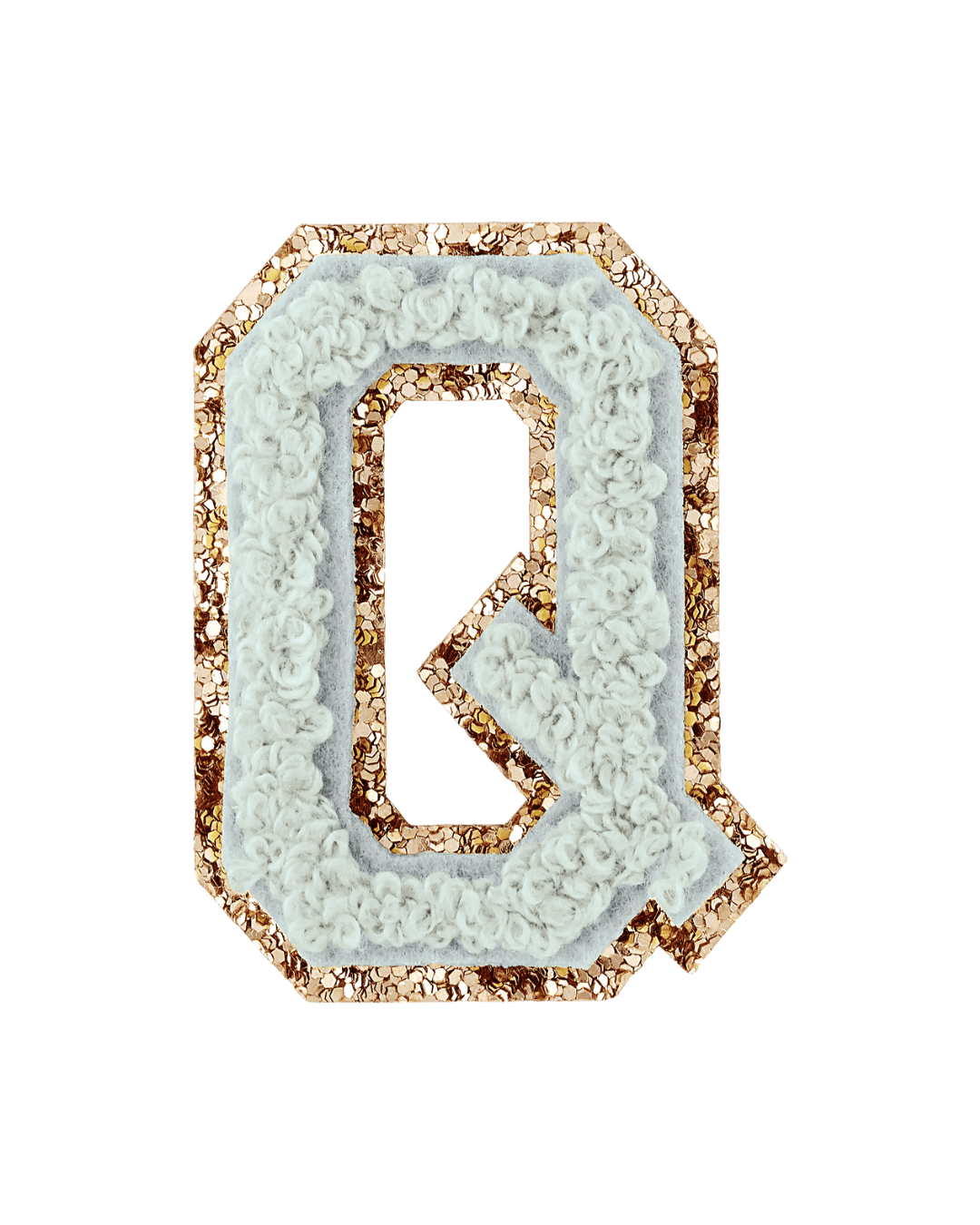 Storm Gray Glitter Varsity Letter Patches - American Deadstock