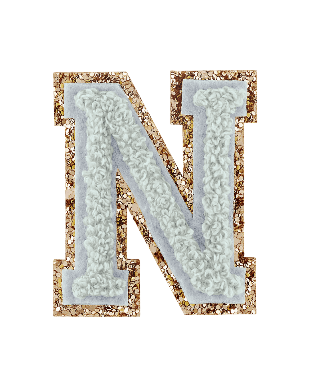Storm Gray Glitter Varsity Letter Patches - American Deadstock