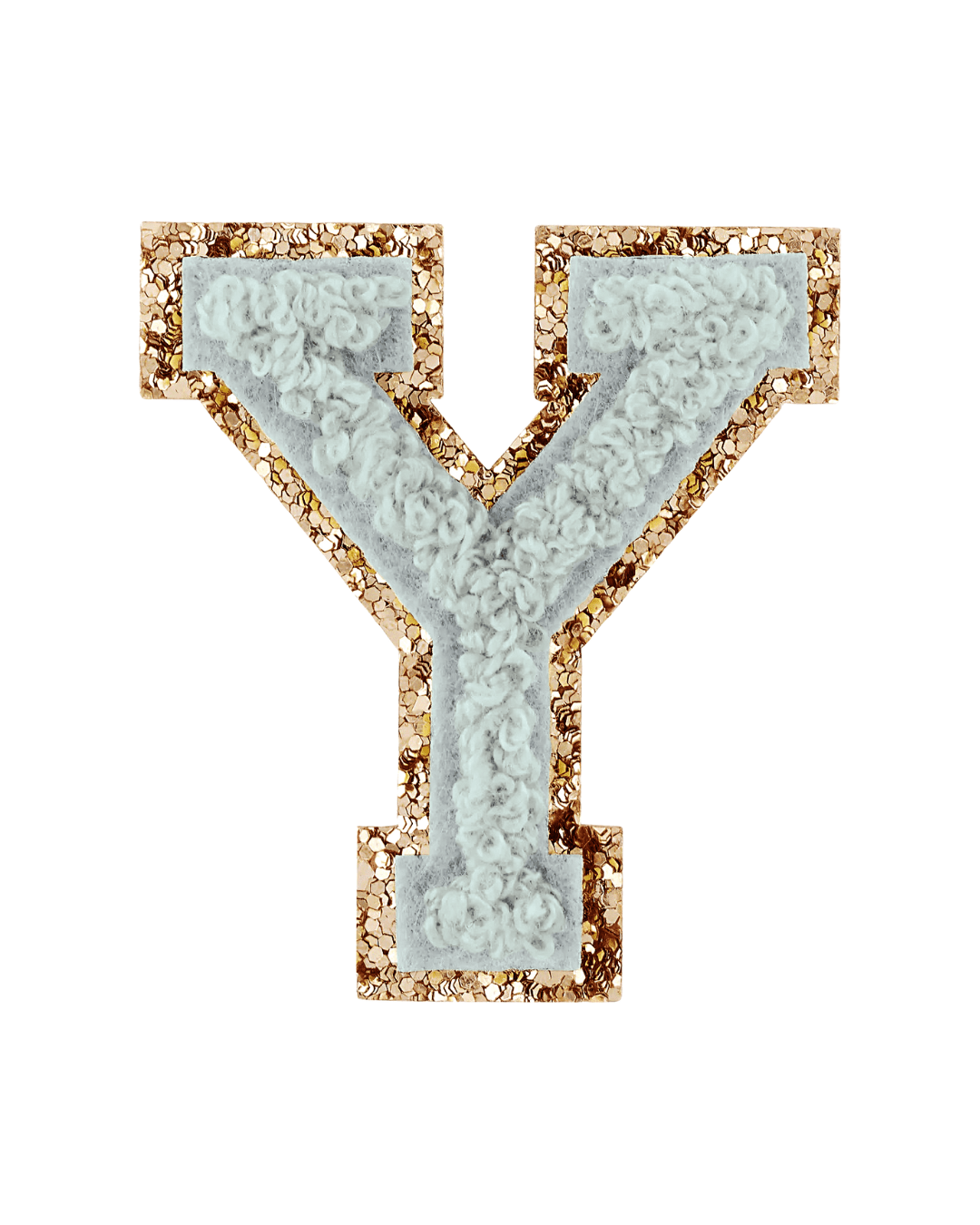Storm Gray Glitter Varsity Letter Patches - American Deadstock