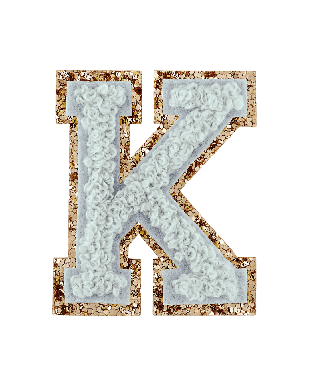 Storm Gray Glitter Varsity Letter Patches - American Deadstock