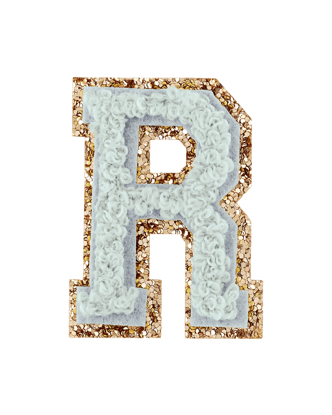 Storm Gray Glitter Varsity Letter Patches - American Deadstock