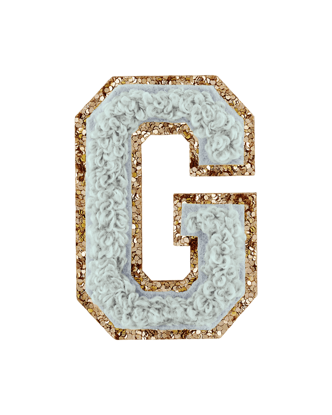 Storm Gray Glitter Varsity Letter Patches - American Deadstock
