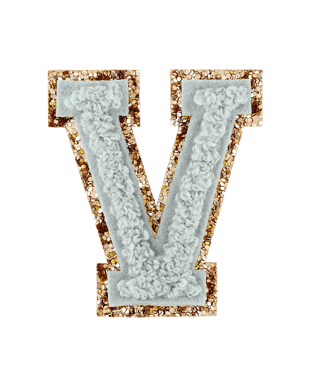 Storm Gray Glitter Varsity Letter Patches - American Deadstock