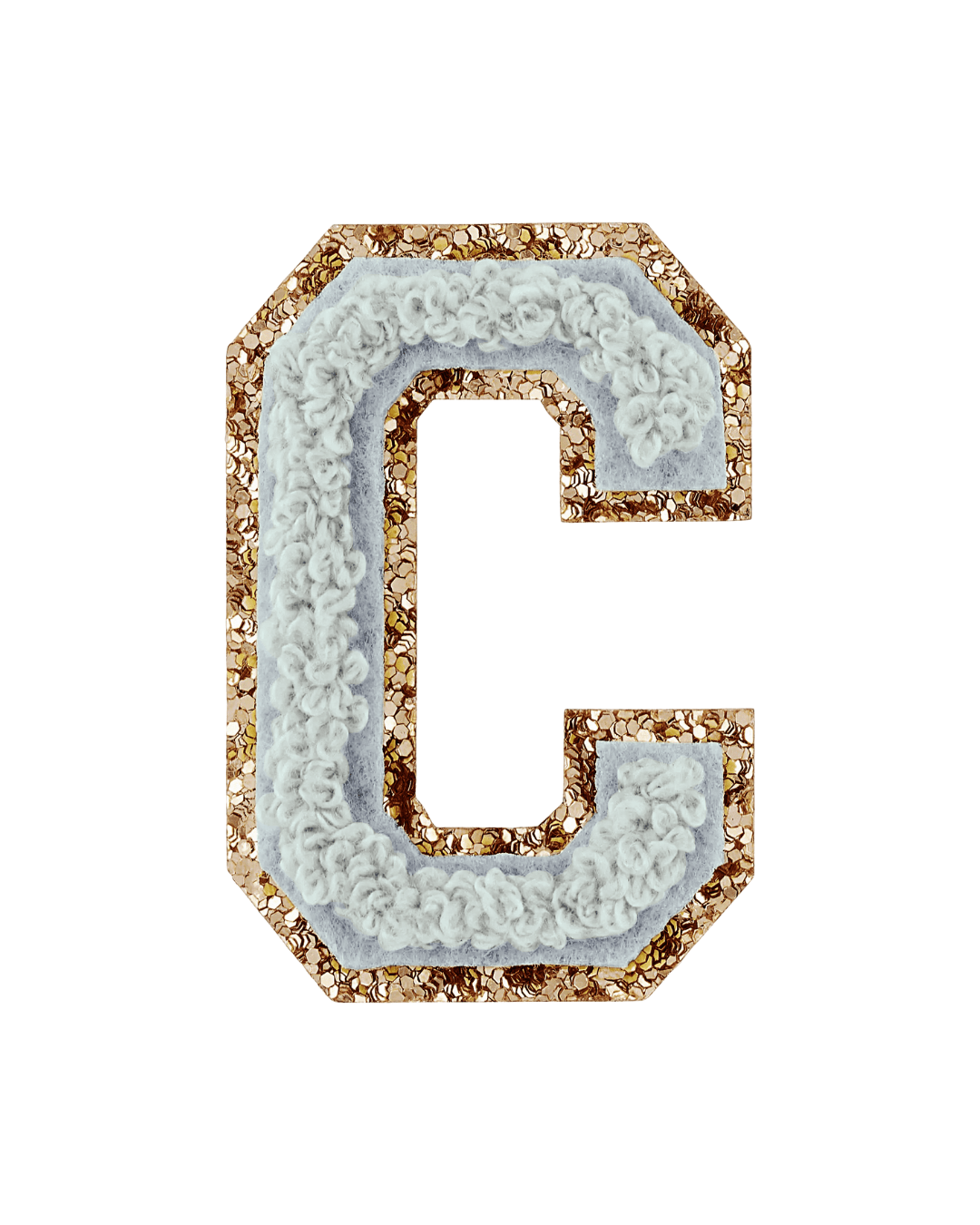 Storm Gray Glitter Varsity Letter Patches - American Deadstock