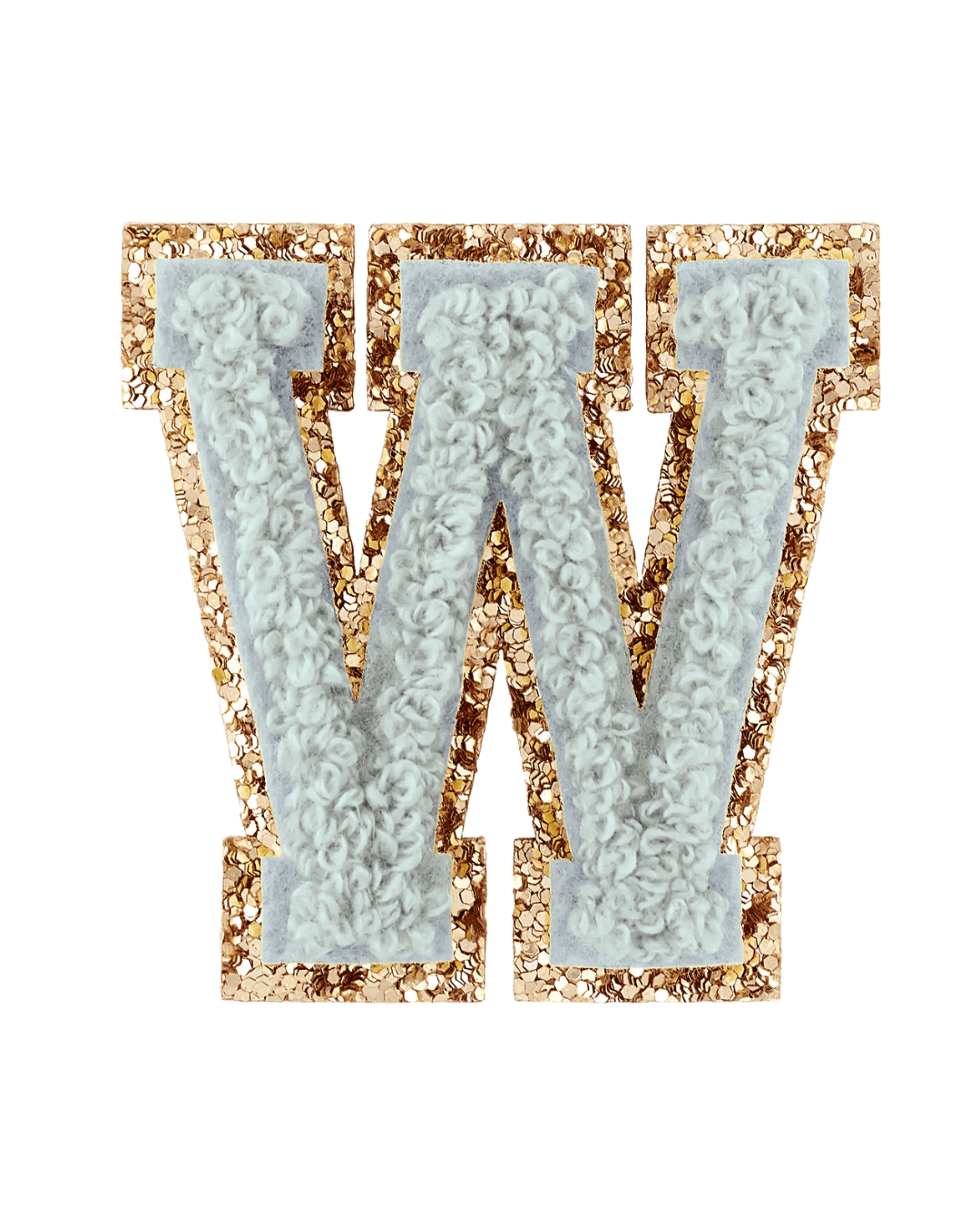 Storm Gray Glitter Varsity Letter Patches - American Deadstock