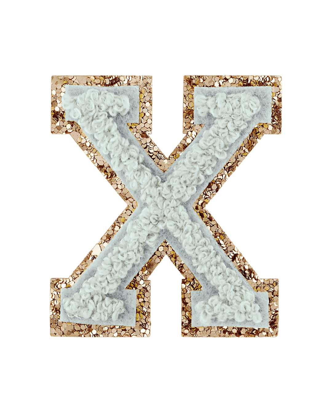 Storm Gray Glitter Varsity Letter Patches - American Deadstock