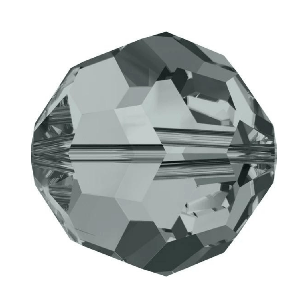 SWAROVSKI 8mm BLACK DIAMOND 5000 Round Faceted Rhinestone Beads - 10pcs - American Deadstock