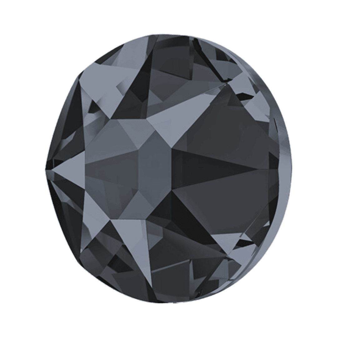 Round faceted crystal in dark gray color on a white background