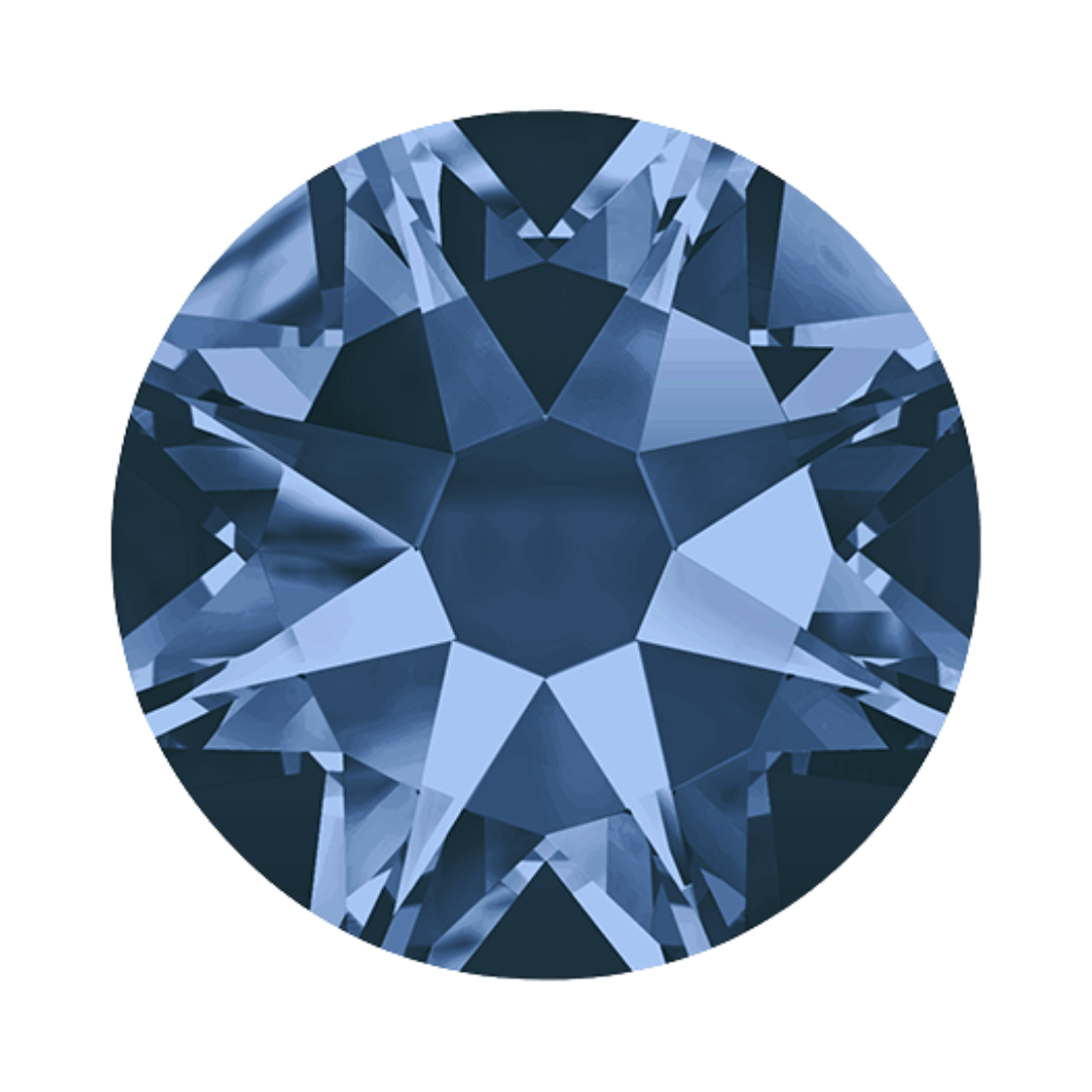 SWAROVSKI SS12 Montana Blue 2088 Xirius Rose Flatback Foiled Crystals - 144pcs - American Deadstock